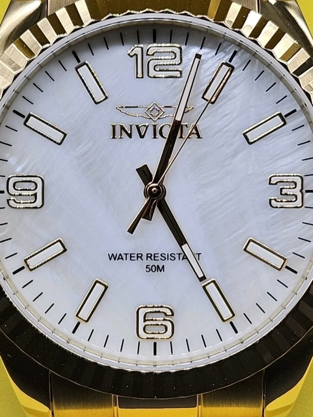Invicta Gold Tone Watch with White Dial and Bracelet